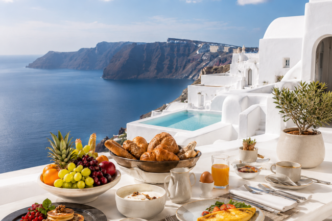 breakfafst with a view of Santorini